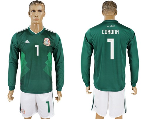 Mexico #1 Corona Home Long Sleeves Soccer Country Jersey
